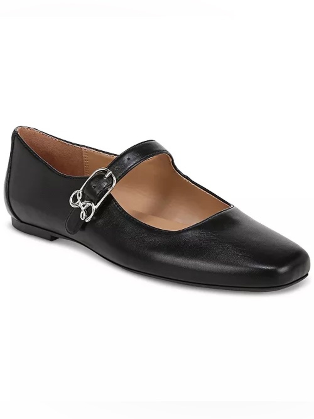 Sam & Libby Black Mary Jane Flat with Silver Buckle Size 8.5